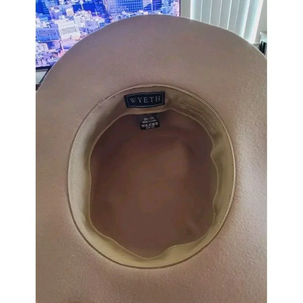 Wyeth Lila Taupe Wool Wide-Brim Fedora Hat Wool One Size